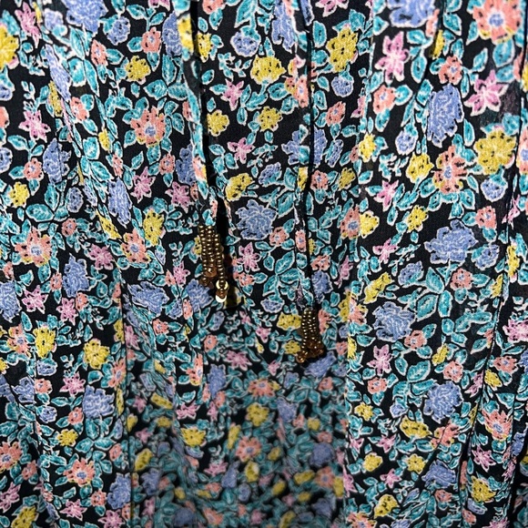 {NWOT Free People Pennie Black Floral Print Ruffle Long Sleeve Mini Dress Small} - Picture 10 of 10